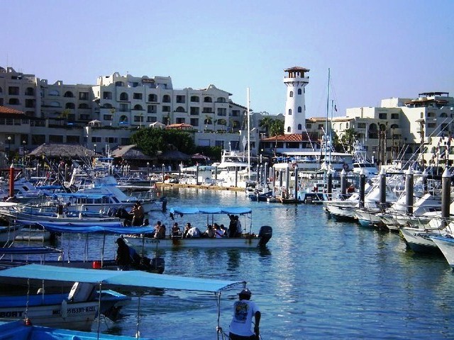 The Cabo San Lucas Marina is home to many charter boats for fishing ...